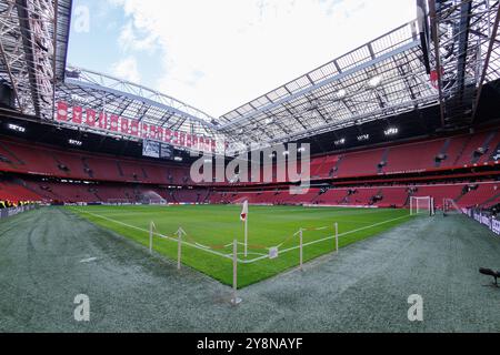 Amsterdam, pays-Bas. 06 octobre 2024. AMSTERDAM, 06-10-2024, JohanCruijff Arena, saison 2024/2025, Football Néerlandais Eredivisie. Aperçu du stade avant le match Ajax - Groningen crédit : Pro Shots/Alamy Live News Banque D'Images