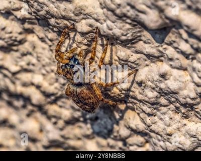 Une araignée sautante avec huit yeux Banque D'Images