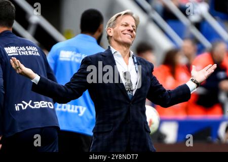 Bologne, Italie. 06 octobre 2024. Le président de Parme, Kyle Krause, réagit lors du match de Serie A entre le Bologne FC et le Parme Calcio au stade Renato Dall'Ara à Bologne (Italie), le 6 octobre 2024. Crédit : Insidefoto di andrea staccioli/Alamy Live News Banque D'Images