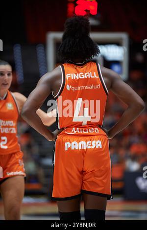 Nadia Fingall de Valencia basket lors de la Liga Femenina Endesa saison régulière Round 1 le 6 octobre 2024 à Pabellon Fuente de San Luis (Valencia ). Banque D'Images