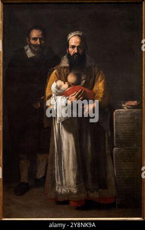 'La femme barbu (Magdalena Ventura avec son mari et son fils)', 1631, José de Ribera (Jusepe de Ribera, Lo Spagnoletto), Musée du Prado, Madrid, Espagne, Europe. Banque D'Images