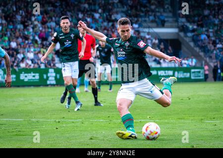 Ferrol, Espagne. Le Racing Club Ferrol remporte la promotion en Hypermotion League. Manu Justo pendant le match Banque D'Images