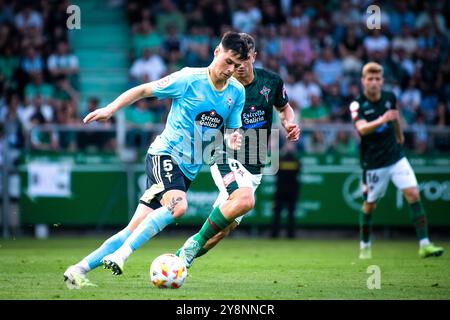 Ferrol, Espagne. Le Racing Club Ferrol remporte la promotion en Hypermotion League. Le joueur du RC Celta de Vigo Sergio Barcia Banque D'Images