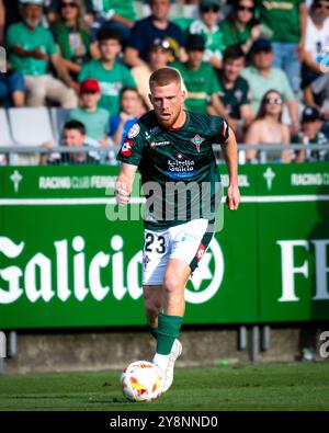 Ferrol, Espagne. Le Racing Club Ferrol remporte la promotion en Hypermotion League. Carlos Vicente pendant le match Banque D'Images