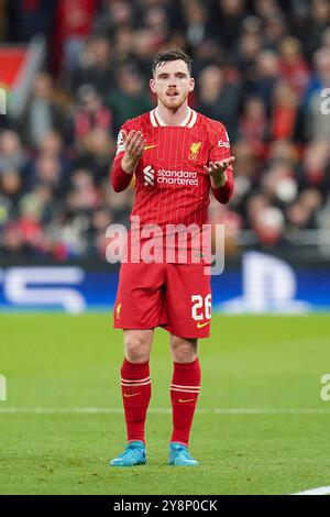 Liverpool, Royaume-Uni. 02 octobre 2024. Le défenseur de Liverpool Andrew Robertson (26) lors du match Liverpool FC contre Bologne FC UEFA Champions League Round 1 à Anfield, Liverpool, Angleterre, Royaume-Uni le 2 octobre 2024 Credit : Every second Media/Alamy Live News Banque D'Images