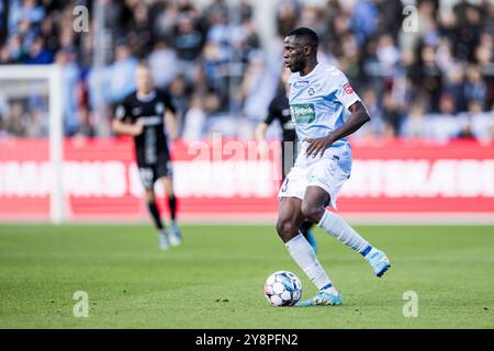 Haderslev, Danemark. 06 octobre 2024. Ebube Duru (23 ans) de Sonderjyske vu lors du match danois de 3F Superliga entre Sonderjyske et FC Nordsjaelland au Sydbank Park à Haderslev. Crédit : Gonzales photo/Alamy Live News Banque D'Images