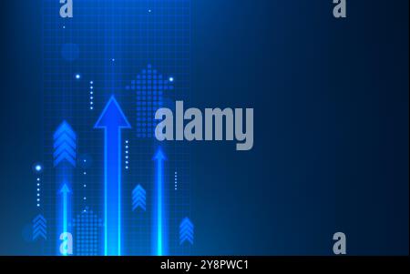 Arrière-plan de flèche. Croissance du graphique. Augmentation d'argent. Stratégie stock ou graphique de profit. Marché financier. Succès commercial. Direction de l'entreprise. Mouvement de progression. Valeur de l'investissement. Concept abstrait vectoriel Illustration de Vecteur