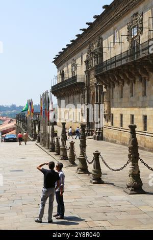 Parador, l'Hostal dos Reis Católicos, Praza do Obradoiro, Santiago de Compostela, province de La Corogne, Galice, Espagne. Banque D'Images