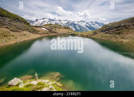 Lac Noir près de Montsapey village dans la vallée de la Maurienne, Aiguebelle, Savoie, Rhône-Alpes, France Banque D'Images