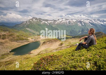 Lac Noir près de Montsapey village dans la vallée de la Maurienne, Aiguebelle, Savoie, Rhône-Alpes, France Banque D'Images