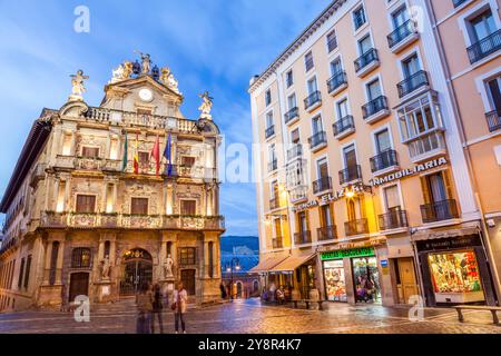 James Way ; Plaza Consitorial, Pamplona, Navarra, Espagne Banque D'Images