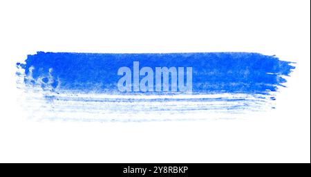 Un trait de peinture bleue avec un pinceau de peintre Banque D'Images