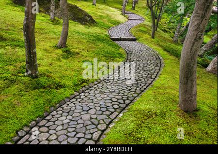 Moss Garden, Musée d'Art de Hakone, Hakone, Kanagawa, Japon. Banque D'Images