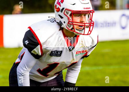 Schwaebisch Hall Allemagne. 06 octobre, 2024Ligue allemande de football, Damenbundesliga, Ladies Bowl, Stuttgart Scorpion Sisters - Schwäbisch Hall Unicorns dans l'Optima à Schwaebisch Hall Allemagne le 06.Okt. 2024, Stuttgart Scorpions Sisters- Carla Törner # 14 Banque D'Images