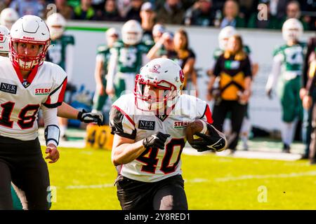 Schwaebisch Hall Allemagne. 06 octobre, 2024Ligue allemande de football, Damenbundesliga, Ladies Bowl, Stuttgart Scorpion Sisters - Schwäbisch Hall Unicorns dans l'Optima à Schwaebisch Hall Allemagne le 06.Okt. 2024, Stuttgart Scorpions Sisters / Dara Avilan # 40 . Banque D'Images