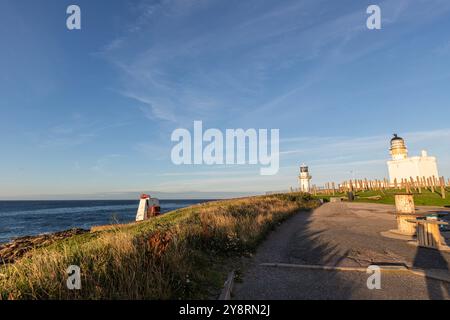 Phares de Foghorn et Kinnaird Head, Fraserburgh, Aberdeenshire, Écosse, Royaume-Uni Banque D'Images