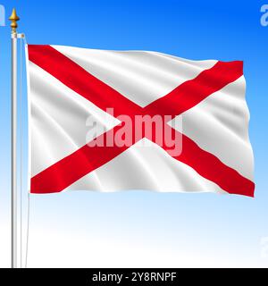 Alabama officiel de l'État américain agitant drapeau, États-Unis d'Amérique, États-Unis, illustration vectorielle Illustration de Vecteur