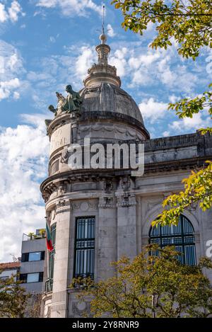 Bâtiment décoratif art nouveau dont le siège social est la Banque du Portugal à Braga, Portugal Banque D'Images