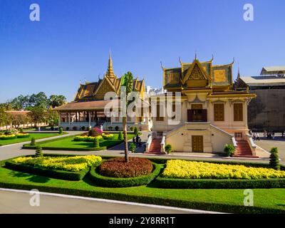 Vue du Palais Royal à Phnom Penh, Cambodge Banque D'Images