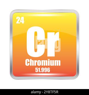 Icône de symbole chrome. Elément CR 24. Masse atomique 51.996. Elément vectoriel. Illustration de Vecteur