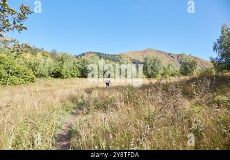 La randonnée de quatre jours de Mestia à Ushguli est la randonnée longue distance la plus populaire de Géorgie. La région est également pleine de charmantes tours Svan que vous ne pouvez pas se Banque D'Images