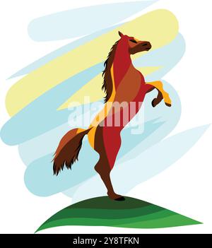 Silhouette de cheval de course coloré énergique. Illustration vectorielle abstraite dessinée à la main. Illustration de Vecteur