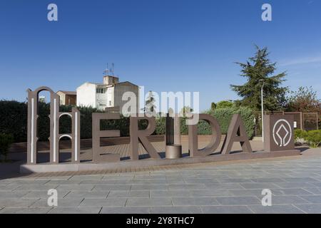 Bannière Merida, Badajoz, Estrémadure, Espagne, Europe Banque D'Images