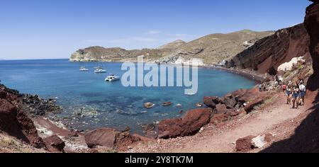 Plage rouge, îles Santorin Cyclades, Grèce, Europe Banque D'Images