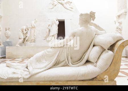 Possagno, Italie, juin 2022 : Pauline Borghese Bonaparte Vénus victorieuse par Antonio Canova, 1805, Europe Banque D'Images