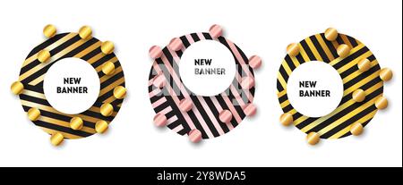 Jeu d'écussons géométriques dorés de luxe Illustration de Vecteur