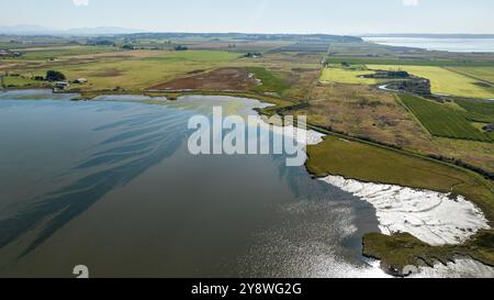 Vue aérienne des marées plates au large de l'île de Samish, État de Washington, États-Unis Banque D'Images