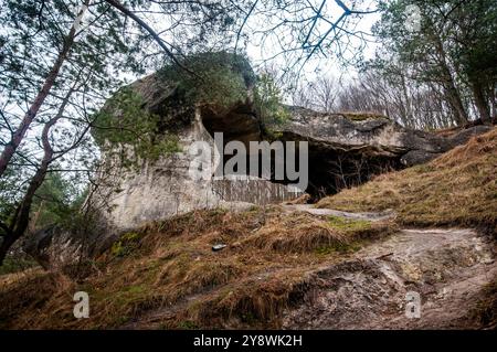 Arche naturelle sereine au milieu d'un paysage forestier luxuriant avec Gentle Pathway. Banque D'Images