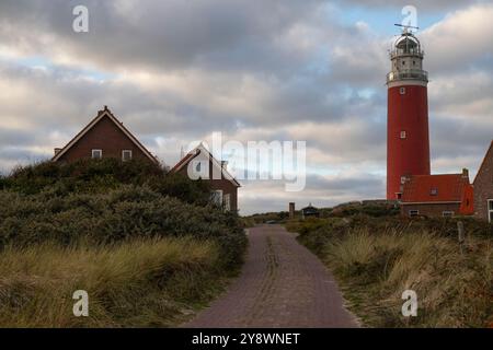 Phare sur l'île Wadden de Texel aux pays-Bas. Banque D'Images