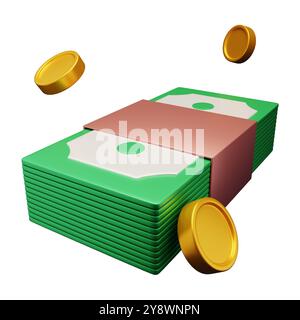 Icône d'argent avec icône de pièce de dollar 3d de rendu bussines illustration. Concept bancaire. Banque D'Images