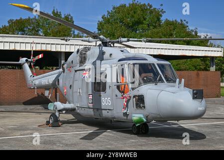 Royal Navy Westland Lynx HAS3S ZD254 exposé au HMS Sultan. Septembre 2024. Banque D'Images