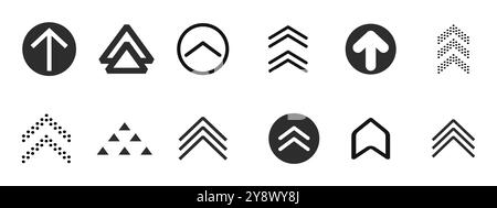 Faites glisser le curseur vers le haut, faites défiler l'icône de l'interface utilisateur. Interface signe simple, ensemble de boutons pour le symbole des médias sociaux médiasocial. Faites glisser votre doigt vers le haut, flèches vers le haut. Illustration vectorielle Illustration de Vecteur