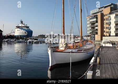 Le voilier préservé 'Wyvern' (lancé en 1897) est amarré à Stavanger, en Norvège. Banque D'Images