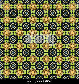 Motif de fleurs Talavera. Motif sans couture en mosaïque Illustration de Vecteur