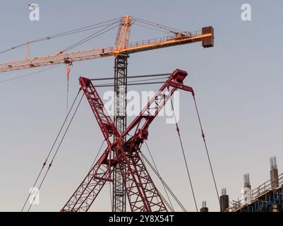 Grues sur le chantier de construction, Atlanta, Géorgie, États-Unis Banque D'Images