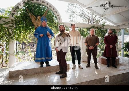 Tenue du festival de mariage de la Renaissance du Texas sur le thème médiéval Banque D'Images