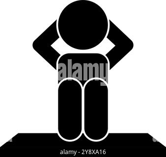 Silhouette de la personne faisant un exercice assis. Vecteur modifiable. Illustration de Vecteur