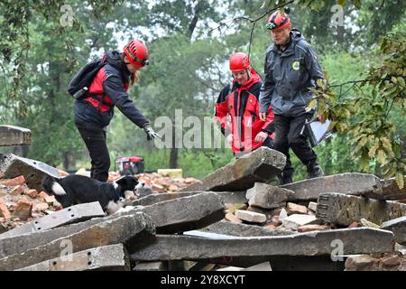 Breclav, République tchèque. 06 octobre 2024. Championnat de deux jours des chiens de secours de l'Association des Brigades de secours des cynologues de la République tchèque à Breclav, le 6 octobre 2024. Crédit : Vaclav Salek/CTK photo/Alamy Live News Banque D'Images