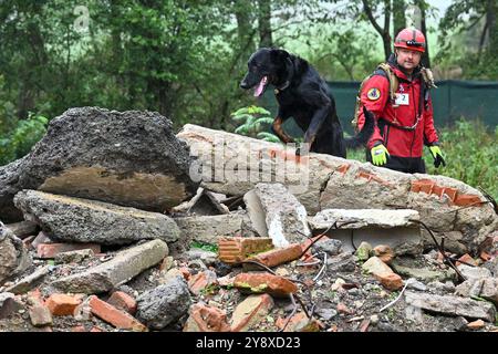 Breclav, République tchèque. 06 octobre 2024. Championnat de deux jours des chiens de secours de l'Association des Brigades de secours des cynologues de la République tchèque à Breclav, le 6 octobre 2024. Crédit : Vaclav Salek/CTK photo/Alamy Live News Banque D'Images