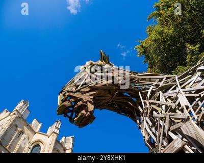 Canterbury War Horse Memorial, Mémorial pour les chevaux morts pendant la première Guerre mondiale, Cathédrale de Canterbury, Canterbury, Kent, Angleterre, UK, GB. Banque D'Images