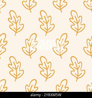 Motif Cozy Autumn Forest Oak Leaf Fall Seamless Illustration de Vecteur