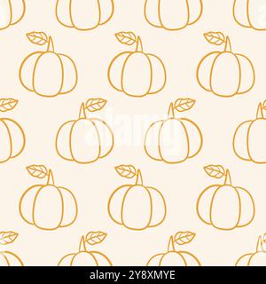 Motif Cozy Autumn Pumpkins Fall Seamless Illustration de Vecteur