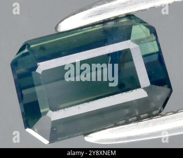 Exquise tourmaline émeraude bicolore dans un cadre élégant. Banque D'Images