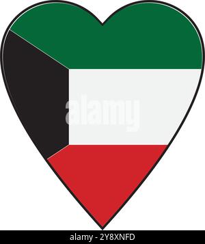 Conception d'illustration vectorielle d'icône de drapeau de pays du Koweït Illustration de Vecteur