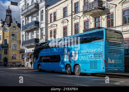 Le bus du campus Liu à la rue Nygatan à Norrköping, Suède. Le bus propose des trajets gratuits pour les étudiants entre les campus de Linköping et Norrköping. Banque D'Images