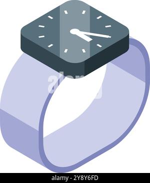 Montre intelligente moderne montrant la vue isométrique du temps actuel isolée sur fond blanc Illustration de Vecteur